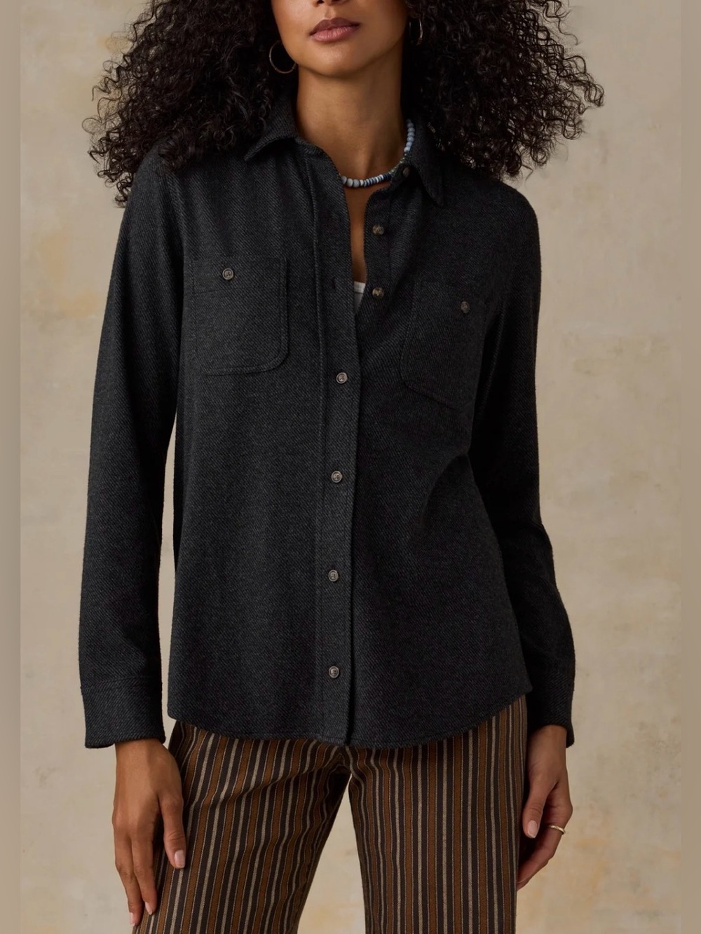 Faherty Legend™ Sweater Shirt - Heathered Black Twill Small